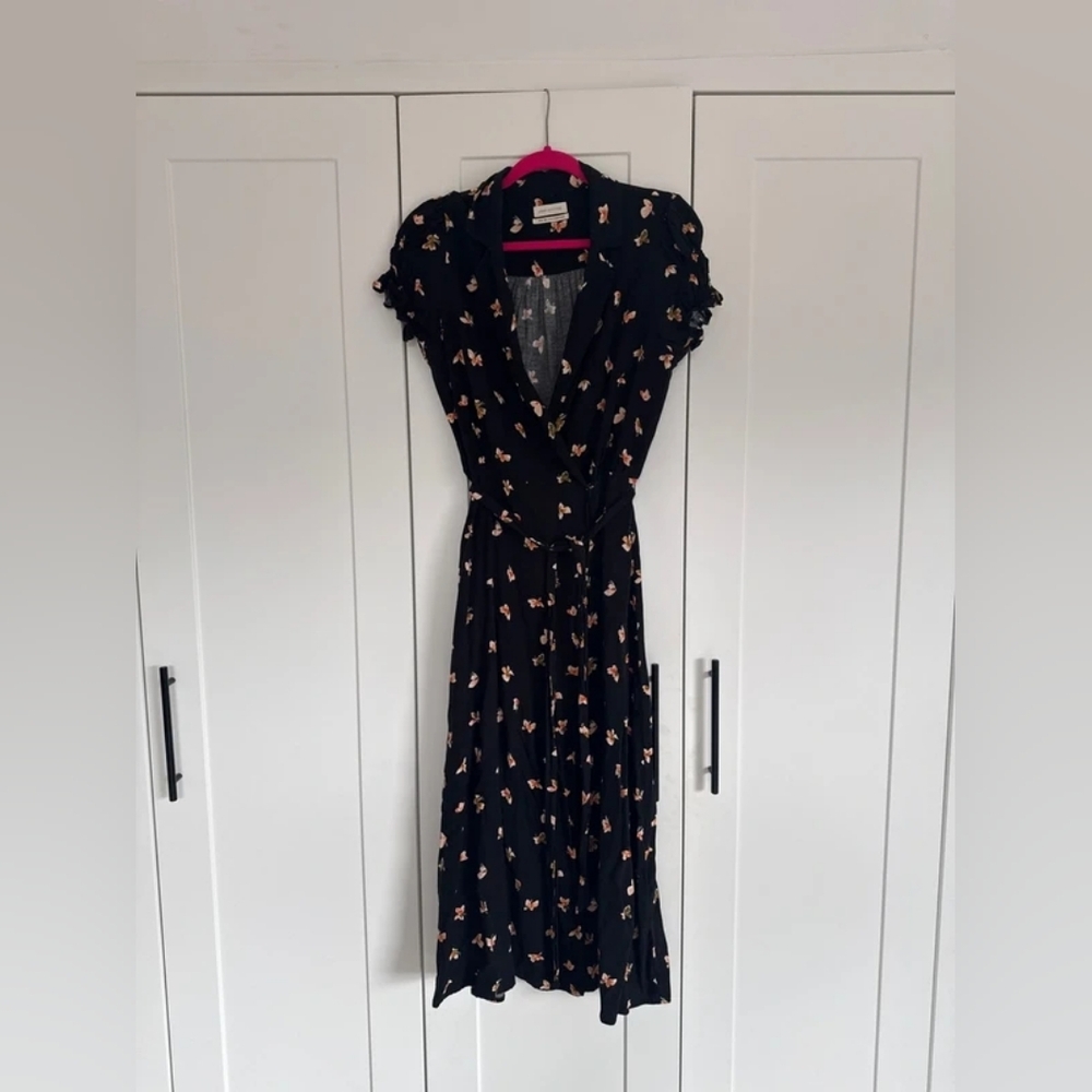 Urban Outfitters Black Floral Midi Dress